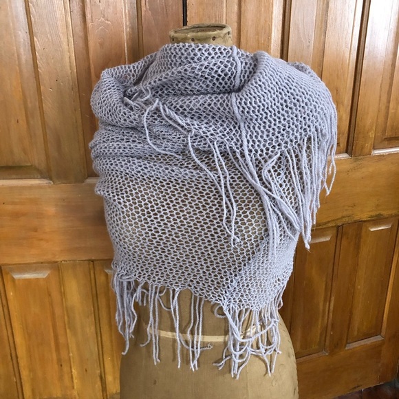 Knit Tube Infinity Scarf with Fringes - Picture 5 of 15